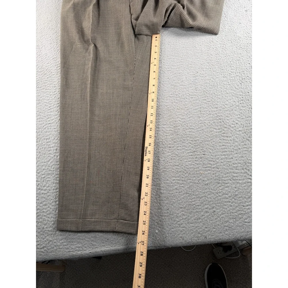 VTG Polo Ralph Lauren Pants Mens 36x26 Beige Houndstooth Cuffed Pleated 80s